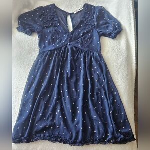 Navy Blue Starry Kids Dress, Size 14-16